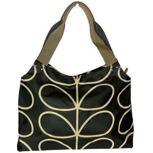 Orla Kiely Giant Large Holdall Orchid Classic Zip Shoulder Bag Licorice